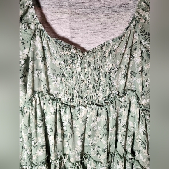 Mi Ami Francesca's XL Sage Green Floral Swing Mini Dress Stretch New - Picture 7 of 7